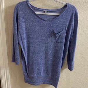 Comfy Blue Heathered 3/4 Sleeve Shirt, Size XS
